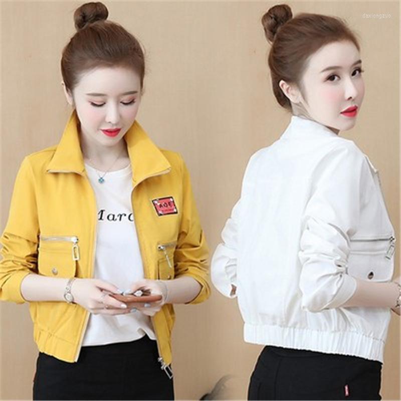 

Women' Jackets 2022 Spring Autumn Fashion Short Small Children Stand-Up Collar Long-Sleeved Casual Workwear Thin Jacket Trend H130, Black