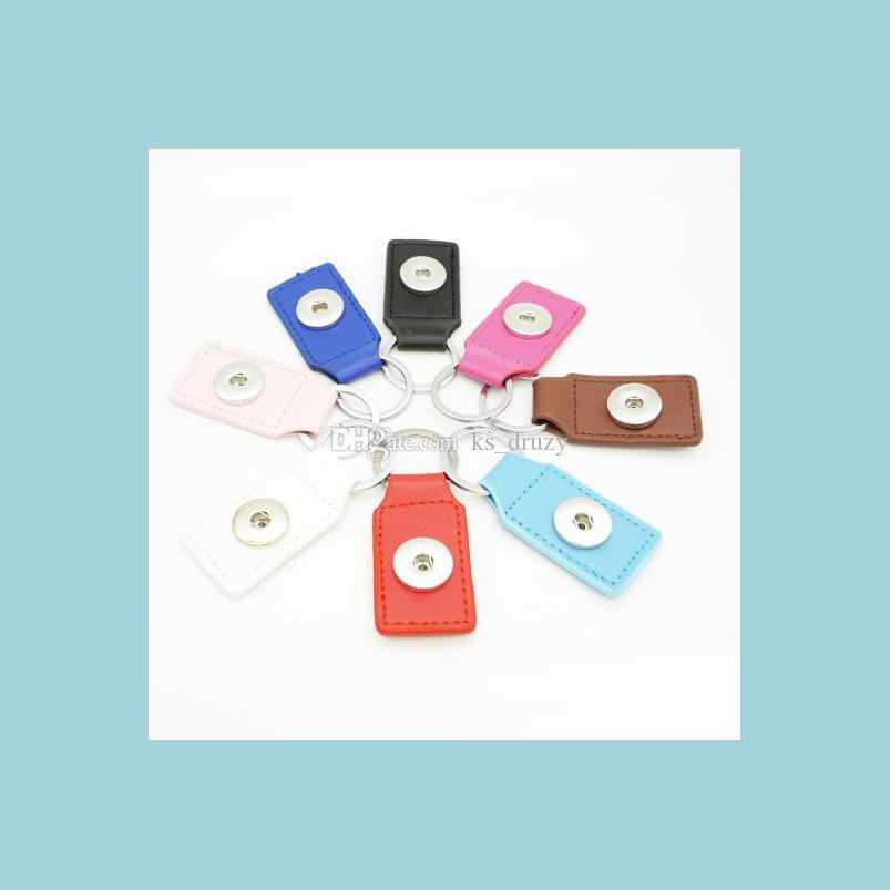 

Keychains Lanyards Fashion 8 Colors Pu Leather Snap Button Keychain Key Rings Fit Diy 18Mm Jewelry Drop Delivery 2022 Accessories Dhifo