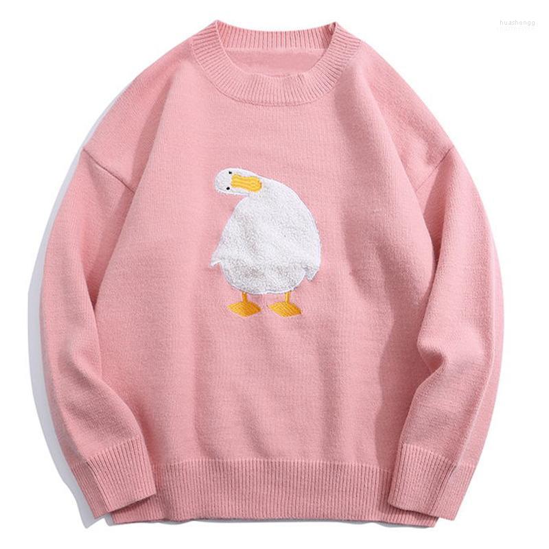 

Men' Sweaters Men' 2022 Streetwear Harajuku Cartoon Duck Pattern Knitted Loose Jumpers Fashion Casual Winter Sweater Pullover Men, Black