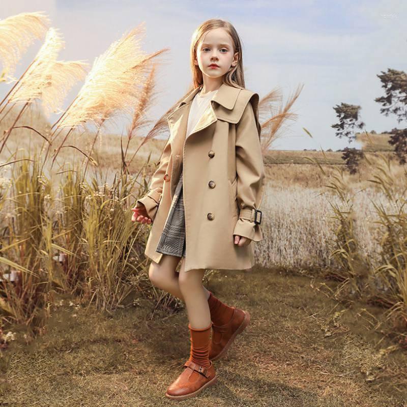 

Coat Children's Clothing 2023 Windbreaker For Girls Casual Long Spring Autumn Kids Jackets Clothes Teenagers TZ168, Khaki