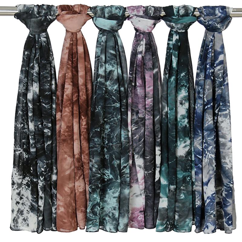 

Scarves Est Ombre Tie-dye Chiffon Hijab Scarf Printed Shawls Women Maxi Turban Muslim Islamic Headscarf Women's