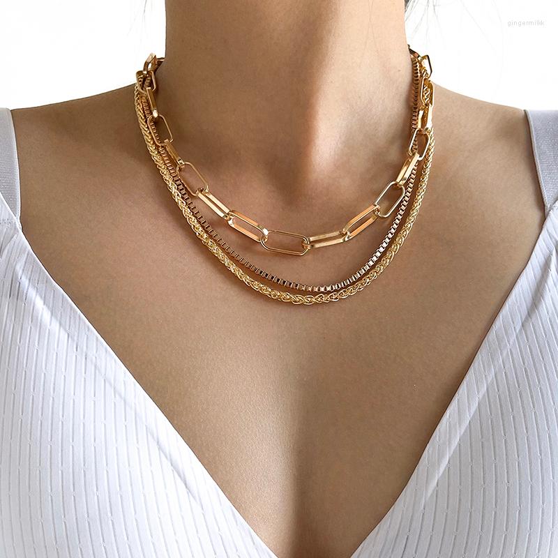 

Choker Aprilwell 3 PCs Punk Necklaces Set For Women Aesthetic Gold Link Chain 2022 Y2k Charm Jewelry Gift Girl Friend
