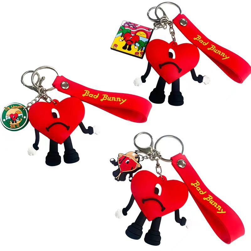 

Decompression Toy Bad Bunny Keychain Bag Car Pendants PVC Avocado Key chains D21