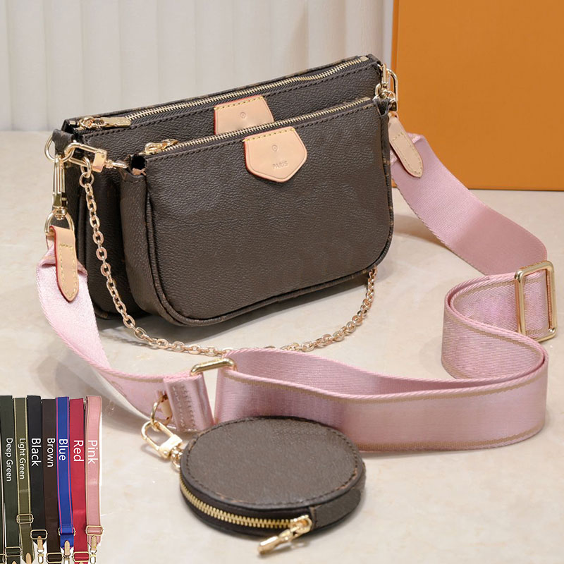 

3in1 Shoulder Bags 3ps Crossbody Bag Womens Handbags Cross Body Bag Purses Brown Flower Leather Clutch Backpack Wallet Colorful Strap Mini Coin Purse, #8;coffee strap