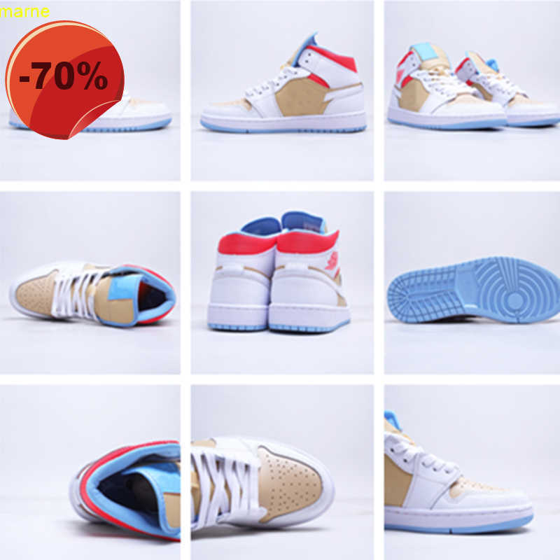 

Basketball Shoes Men 'S Casual Sneakers Women 'S White Brown Red Dense Pinholes Fresh 2021 1 1S Mid Sesame