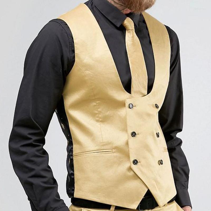 

Men's Vests Double Breasted Gold Waistcoat For Men Slim Fit Causal Male Suit Vest One Piece Custom Wedding Tuxedo Waist Coat Fashion, Purple