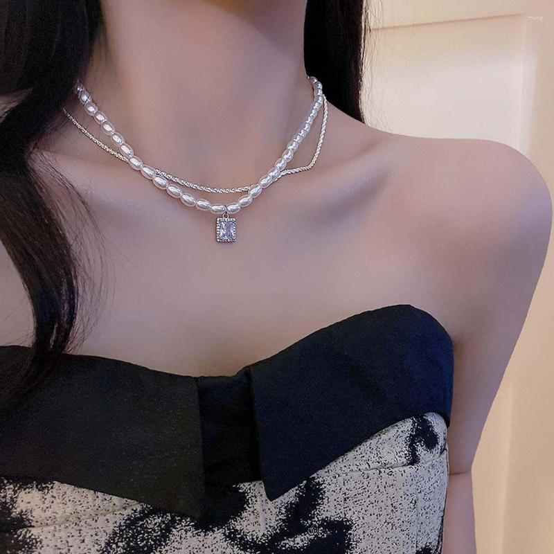 

Choker 2Pcs/set French Restoring Ancient Ways Of Pearl Necklace Classic Fashion Women Zircon Clavicle