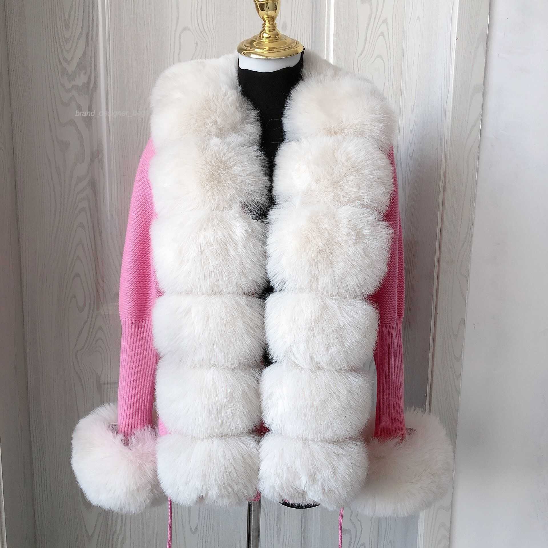 

Women's Fur Women Knit Sweater cardigan Spring Autumn elegant Knitted sweater with faux fox fur collar Ladies Fashion Coat fur coat 1021H22, Dark grey