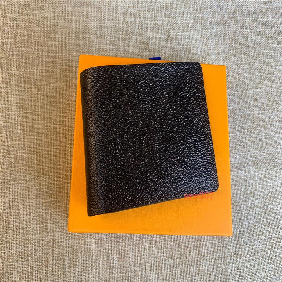 

2019 Genuine Leather Men Short Wallet M men's credit Card holder Suit Wallet 60895223o, Brown letter