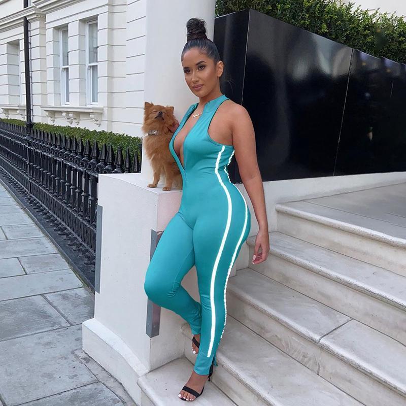 

Women's Jumpsuits Women's & Rompers Plus Size Reflective Striped Patchwork V-neck Black Jumpsuit Women