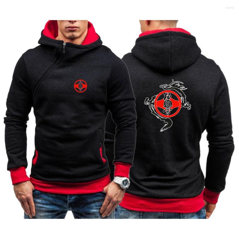 

Men's Hoodies Kyokushin Karate Printed Autumn Men's Sweatshirts Slim And Thick Pullover For Diagonal Zipper Hoodie Sweatshirt