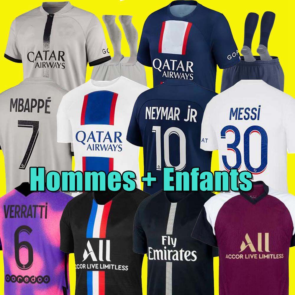 

2022 2023 soccer jerseys maillot de foot MBAPPE HAKIMI MARQUINHOS VERRATTI football shirt 22 23 SERGIO RAMOS FABIAN psgs hommes enfants kids KIT sets Donnarumma, Home aldult