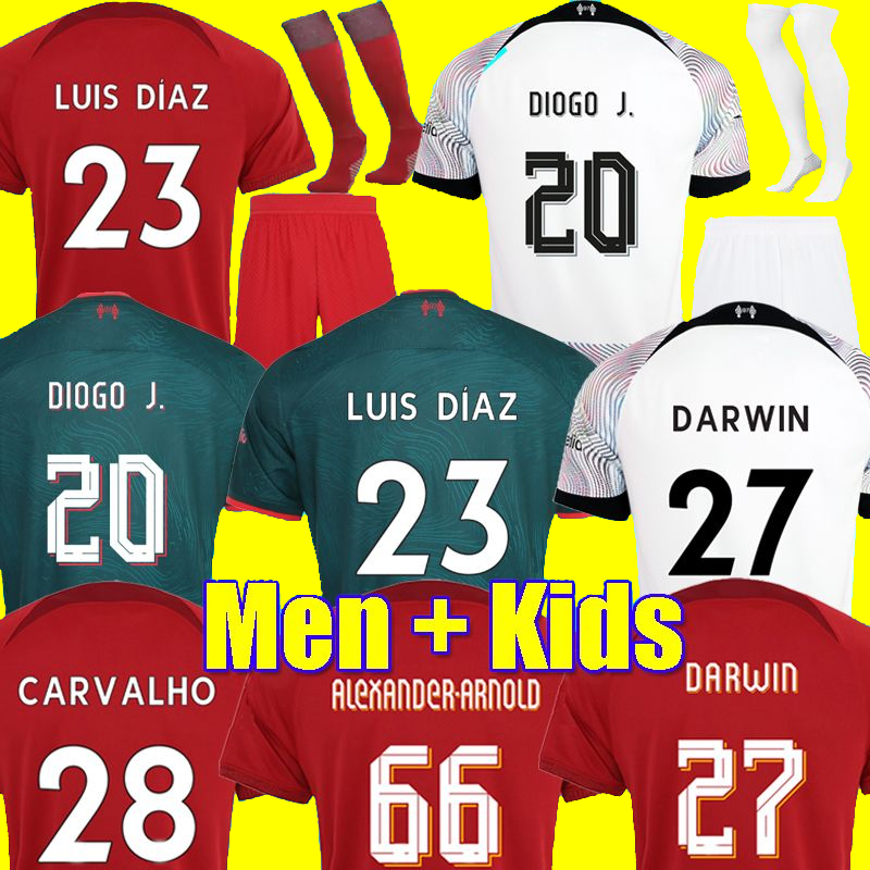 

22 23 season Soccer jersey Home Away 3rd DARWIN 2022 2023 Mohamed Diogo Luis DIaz Alexander Arnold football kit tops shirts men kids kits uniforms, 22/23 men 3rd+patch