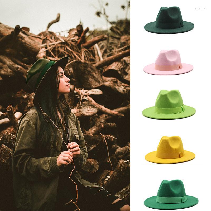 

Berets Autumn Fedoras Hats For Women Man Imitation Woolen Classic Fashion Panama Hat Wedding Belt Wide Brim Fedora, 07
