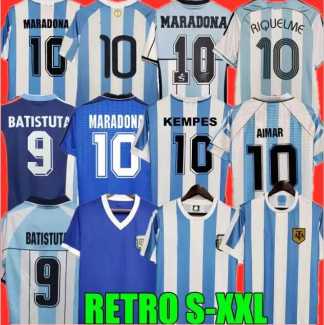 

1978 1986 1998 Argentina Retro Soccer jersey Maradona 1996 2000 2001 2006 2010 Kempes Batistuta Riquelme HIGUAIN KUN AGUERO HIGUAIN AIMAR Football Shirts, 1998 home