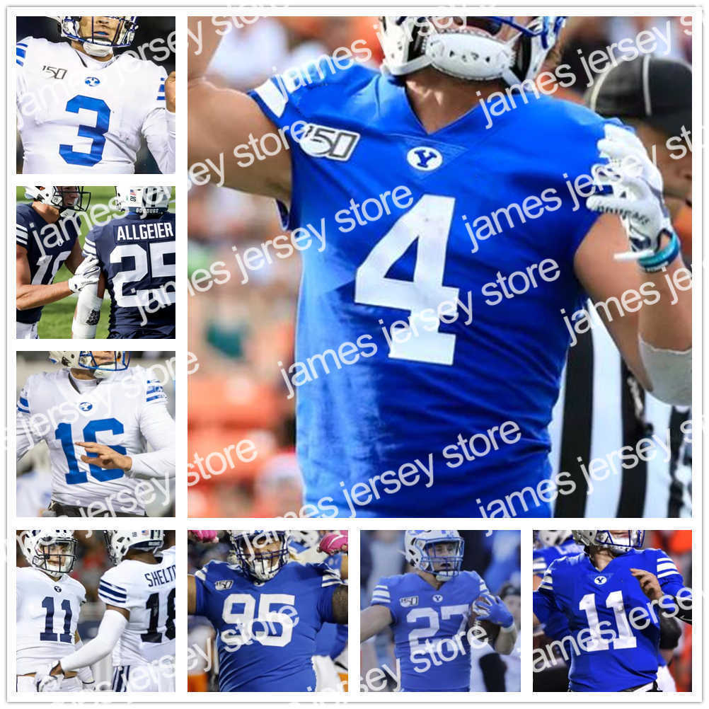 

American College Football Wear Custom Brigham Young Cougars Football BYU stitched Jersey Zach Wilson Jackson Kaufusi Zayne Anderson Sione Finau Alden Tofa Jersey, White