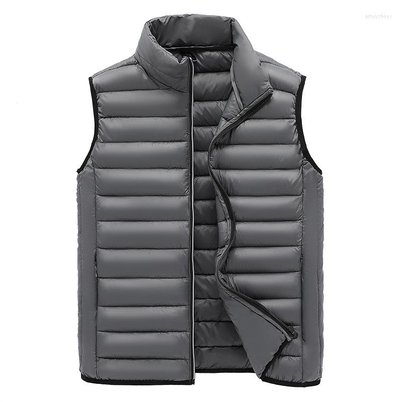 

Men's Vests Men's Padded Sleeveless Jacket Thicken Winter Warm Quilting Stand Collar Vest AW21 Casual Waistcoat Male Clothes, Black