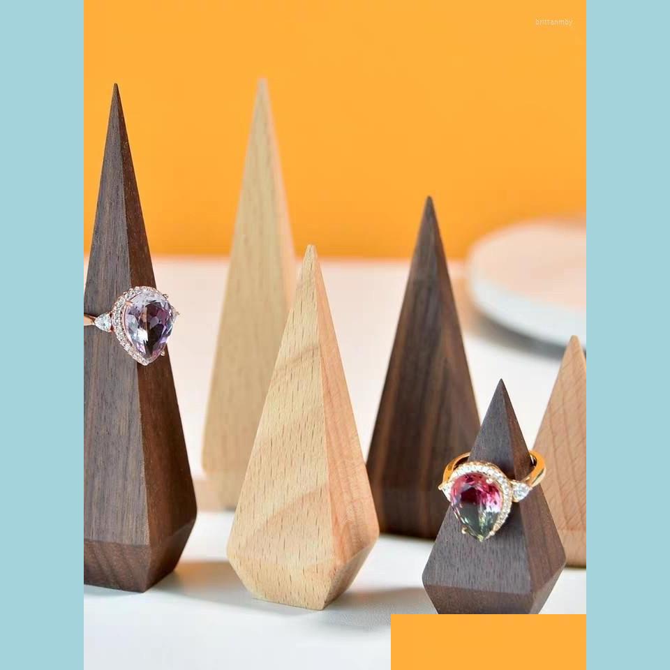

Jewelry Pouches Bags Jewelry Pouches 2022 Quaility Solid Wood Ring Storaage Rack Black Walnut Holder Conical Display Stand Store Or Dhjug