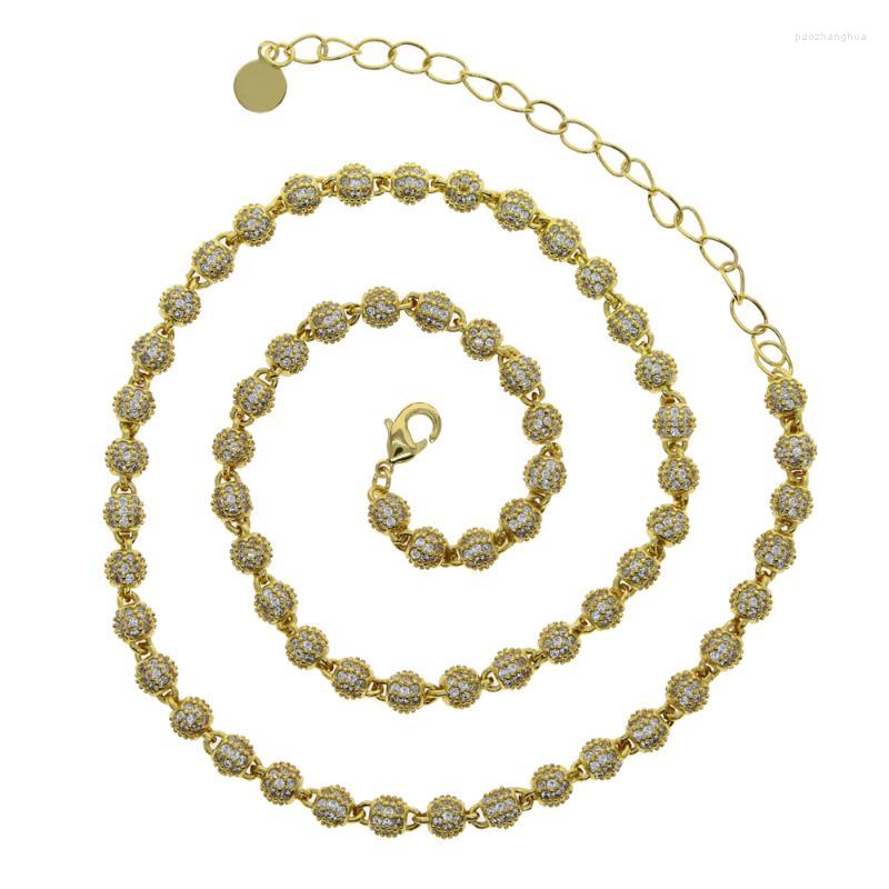 

Choker Chokers Silver Color 5mm Round Ball Miami Cuban Necklace Micro Paved Cubic Zircon Iced Out Bead Chain Mens Women Hip Hop Jewelry