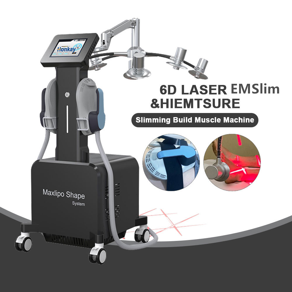 

6D Lipolaser Red Light Therapy Non-invasive Body Slimming 635nm Lipo laser With 2 Handles EMSlim Fat Removal HIEMT EMS Body Sculpt Muscle Building Machine