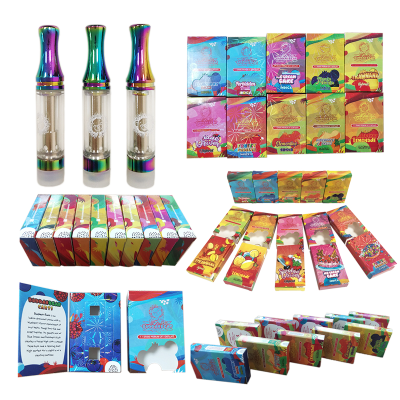 

Buddah Bear Atomizers Vape Cartridge 1ml Empty Thick Oil Atomizer Carts Glass Tank Rinbow 510 Thread Vapes Vaporizer Cart with Gift Packaging Box