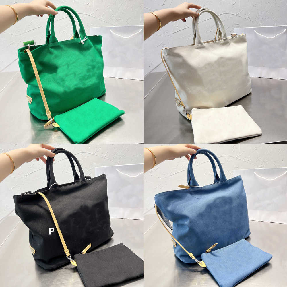 

Evening Bags Totes Prabag Triangle the Tote Bag Women Designer Bags Canvas Handbag Hand Shopping Shoulderbag Classic Triangle Letter with Purse Inside, Prad-green