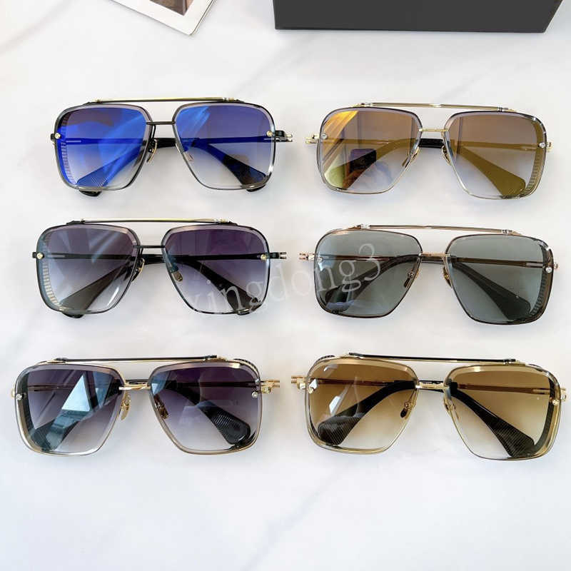 

Summer pop Sunglasses Luxury For Men and Women design limited edition SIX gold retro square frame crystal cutting lens quality Sun
