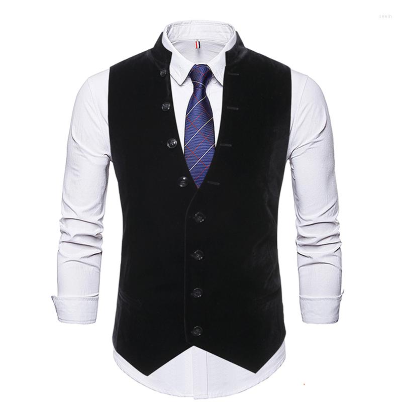 

Men's Vests Spring Autumn Dress For Men Slim Fit Mens Suit Vest Male Waistcoat Gilet Homme Casual Sleeveless Business Jacket, Black