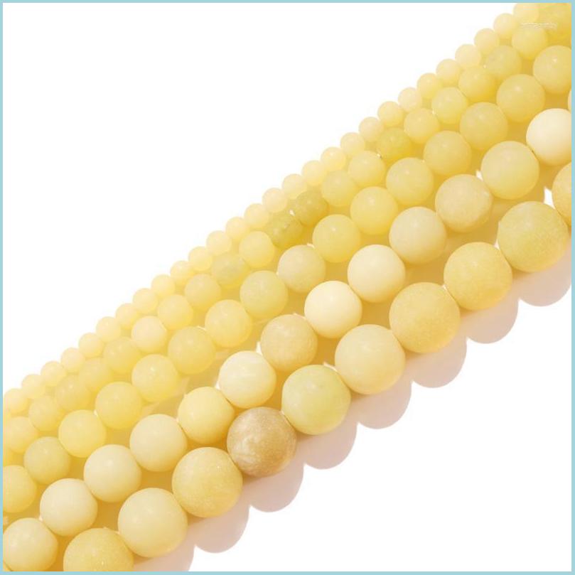 

Other Other 1Strand Light Yellow Lemon Jades Matte Natural Stone Chalcedony Beads Round Loose Spacer For Jewelry Making Diy Bracelet Dhdi3