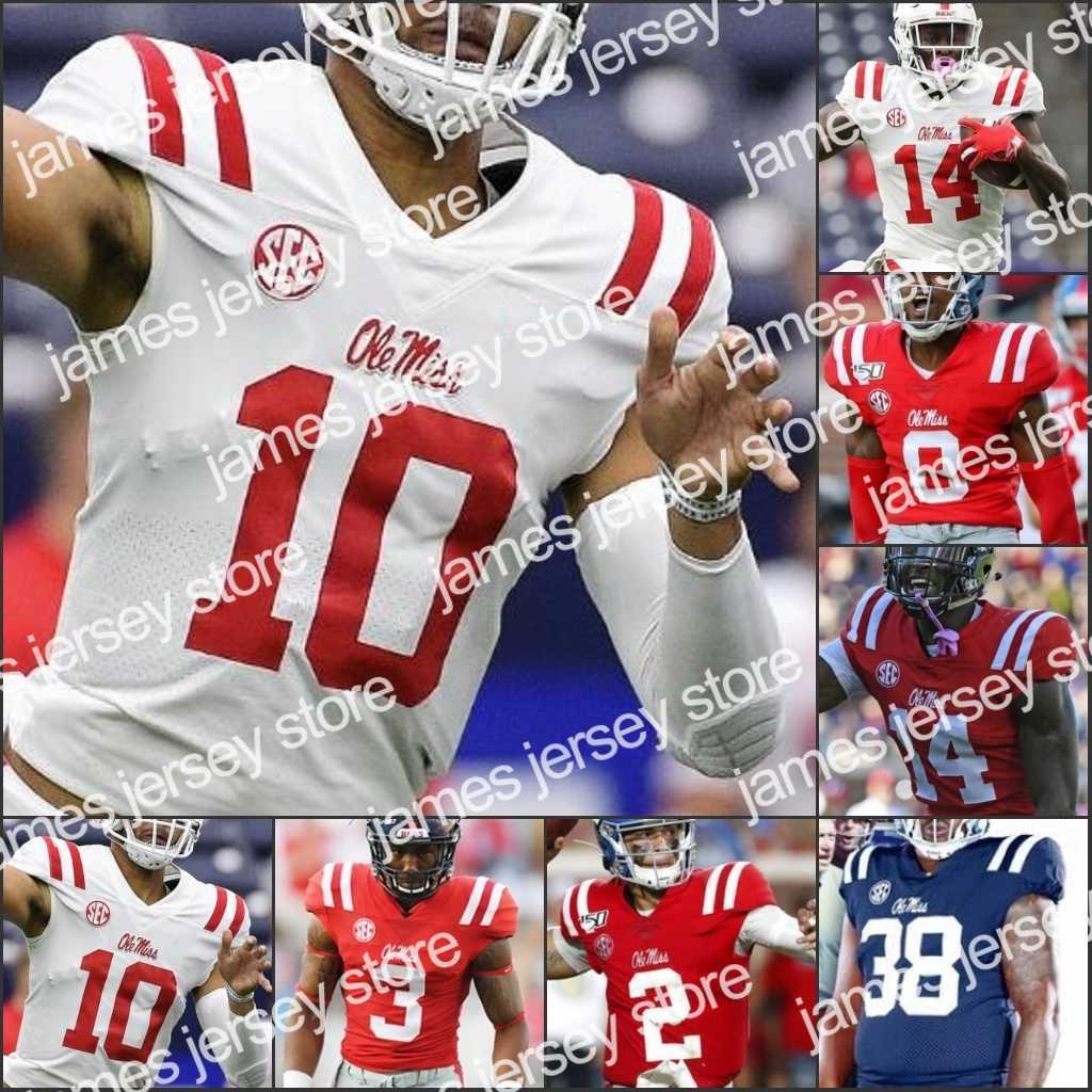 

American College Football Wear Custom Ole Miss Rebels Football stitched jerseys AJ Brown Matt Corral DaMarkus Lodge Elijah Moore DK Metcalf Scottie Phillips Isaiah, Red