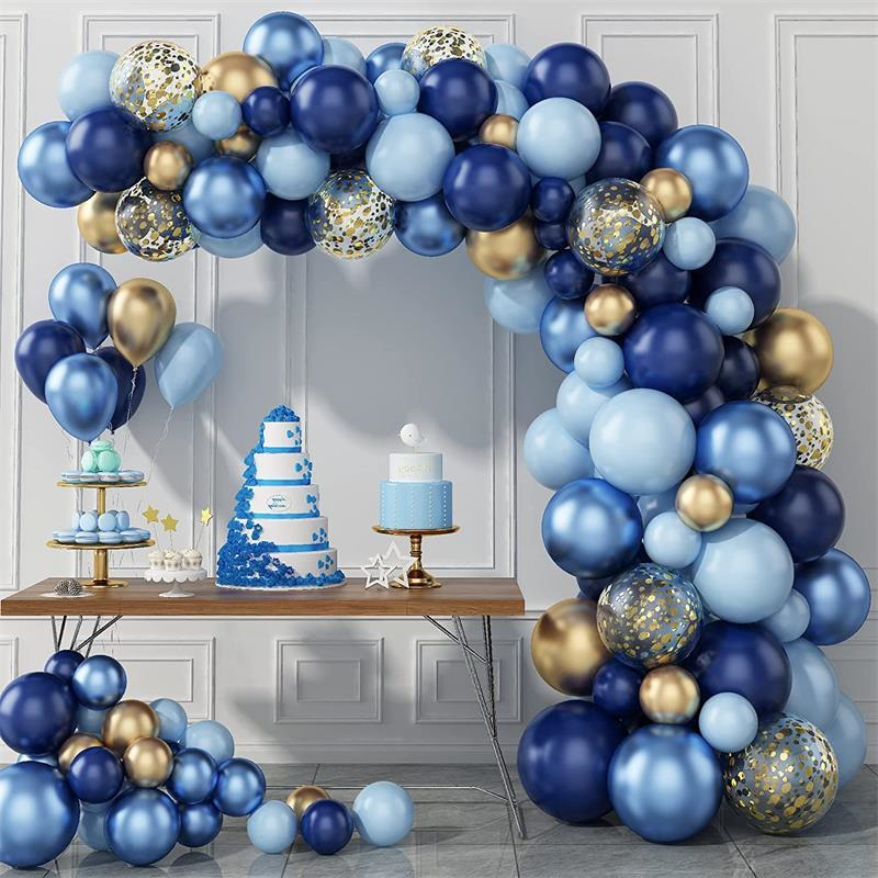 

2022 Dark Blue Macaron Latex Balloon Party Decoration Chain Set Metal Balloon Birthday