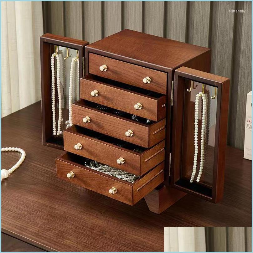 

Jewelry Pouches Bags Jewelry Pouches Bags Mti Layer Storage Box Der Solid Wood Vintage Organizer Case Boxes Large Capacity 360 Brit Dhcz3