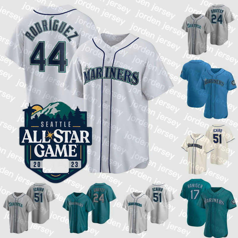 

Baseball Jerseys NEW College Baseball Wears Seattle Julio Rodriguez 2023 All-Star Game Jersey Mariners Ken Griffey Jr. Ichiro Suzuki Mitch Haniger Robbie Ray, Mens cool base white 1