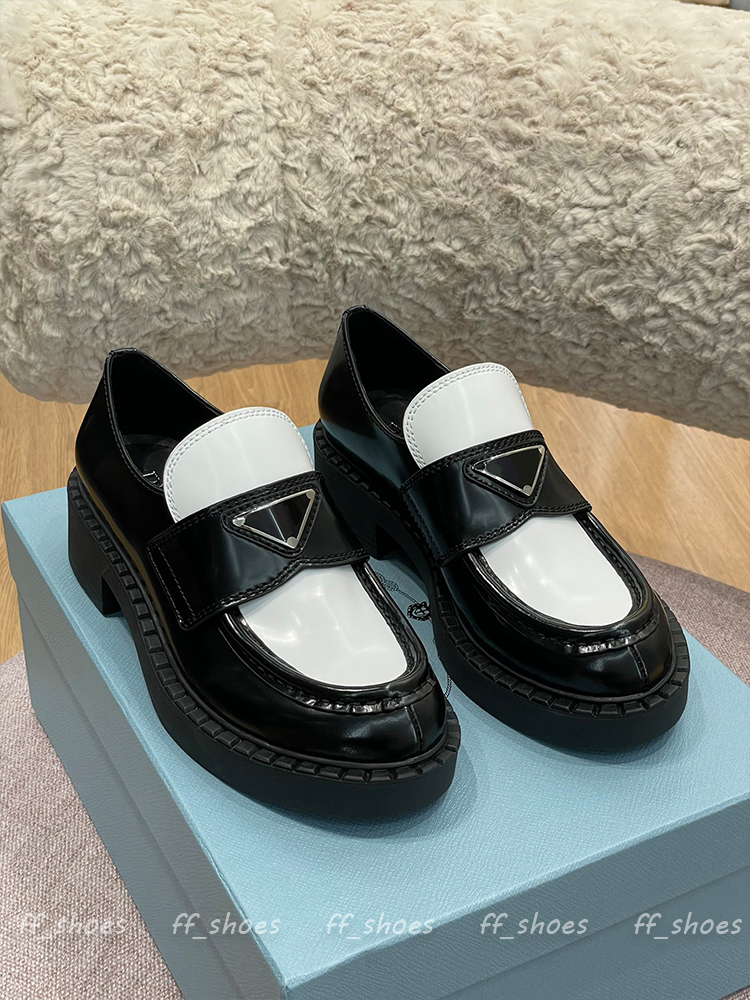 

Women Designer Loafers Dress Shoes New Platform Heels Black White Clash Color Casual Leather Shoe Fashion Classic Sneakers Loafer