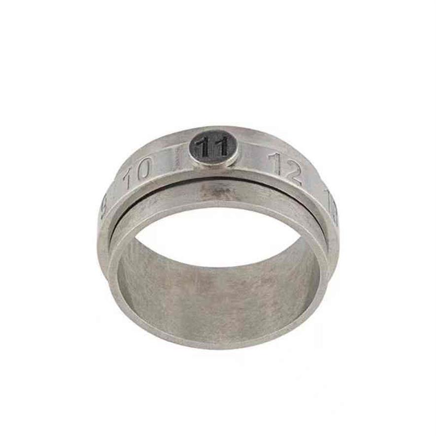 

Margiela Style 925 Silver Rotatable Digital Carved Marguera Used Ring3595
