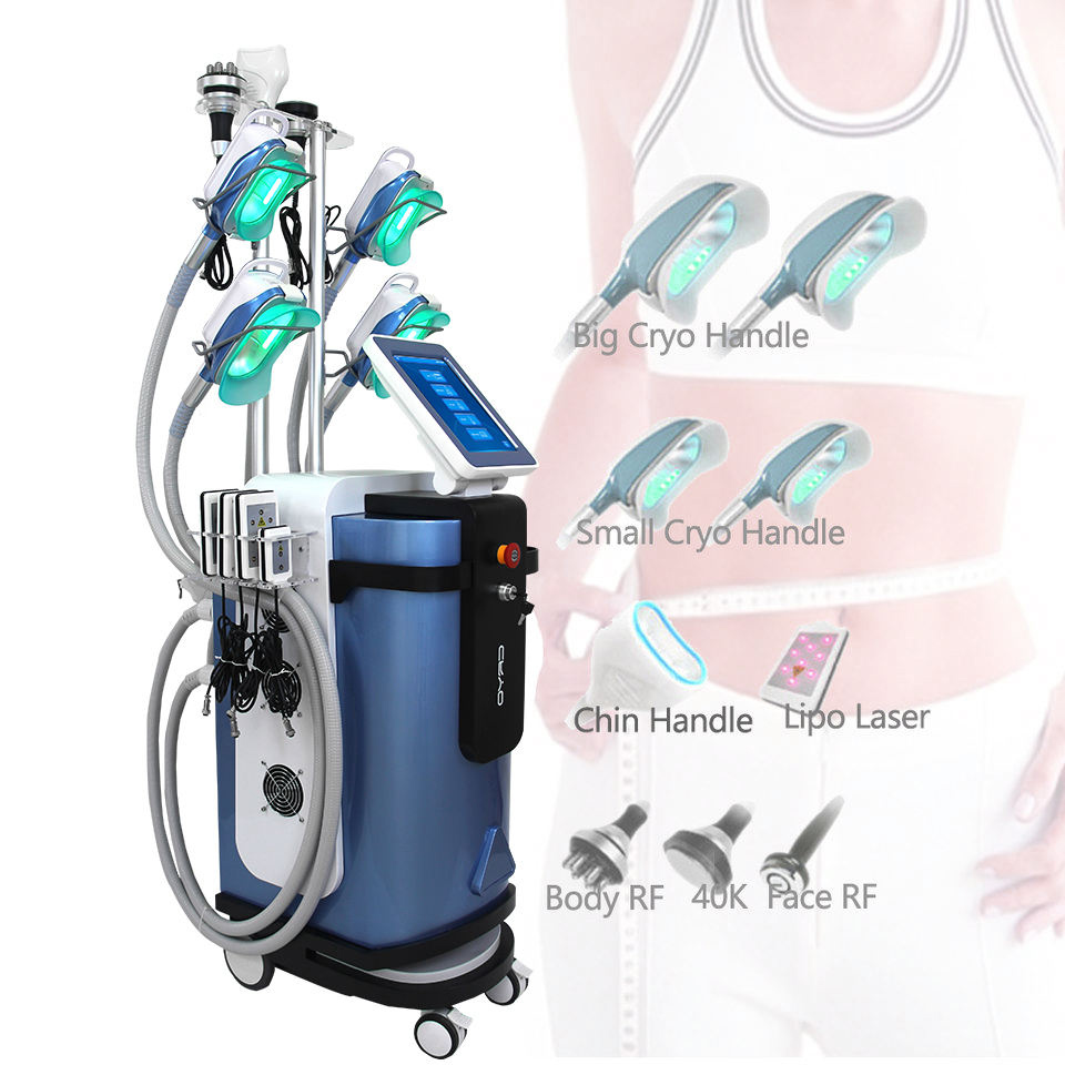 2023 Cryolipolyse machine de congélation des graisses corps minceur cavitation rf équipement réduction de poids lipo laser 4 têtes cryo peuvent f