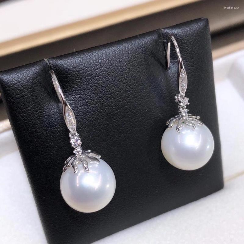 

Dangle Earrings D822 Pearl Fine Jewelry 925 Sterling Silver Round 9-10mm Nature Fresh Water White Pearls Drop Presents