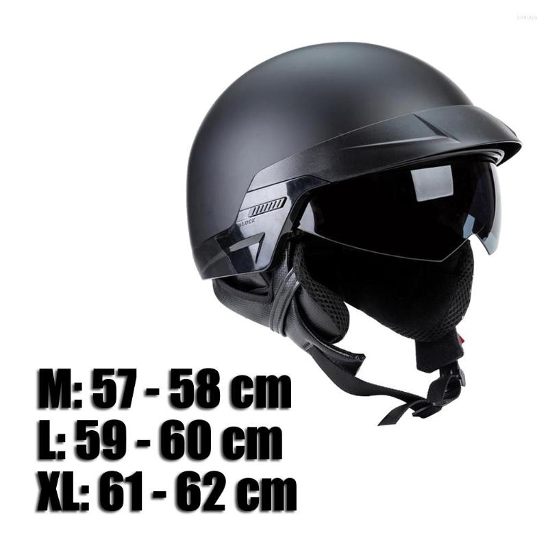 

Motorcycle Helmets Half Helmet Retractable Visor Matte Black Fully Removable Washable With Drop Down Sun Shield, Picture shown