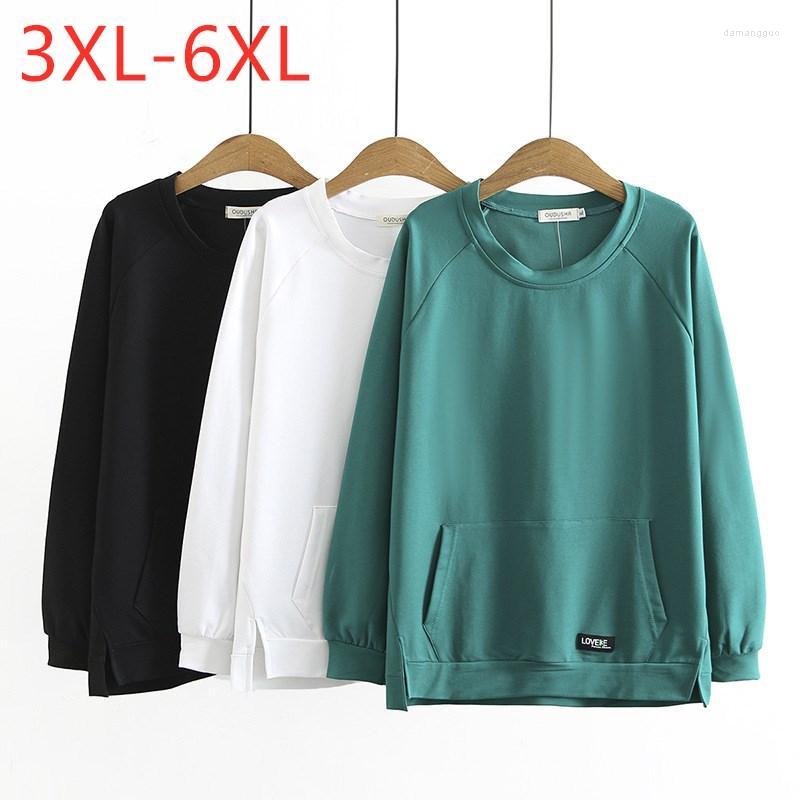 

Shirt Women's Plus Size 2022 Ladies Spring Autumn Pullover For Women Large Long Sleeve Loose Cotton Green Sweatshirt Coat 3XL 4XL 5XL