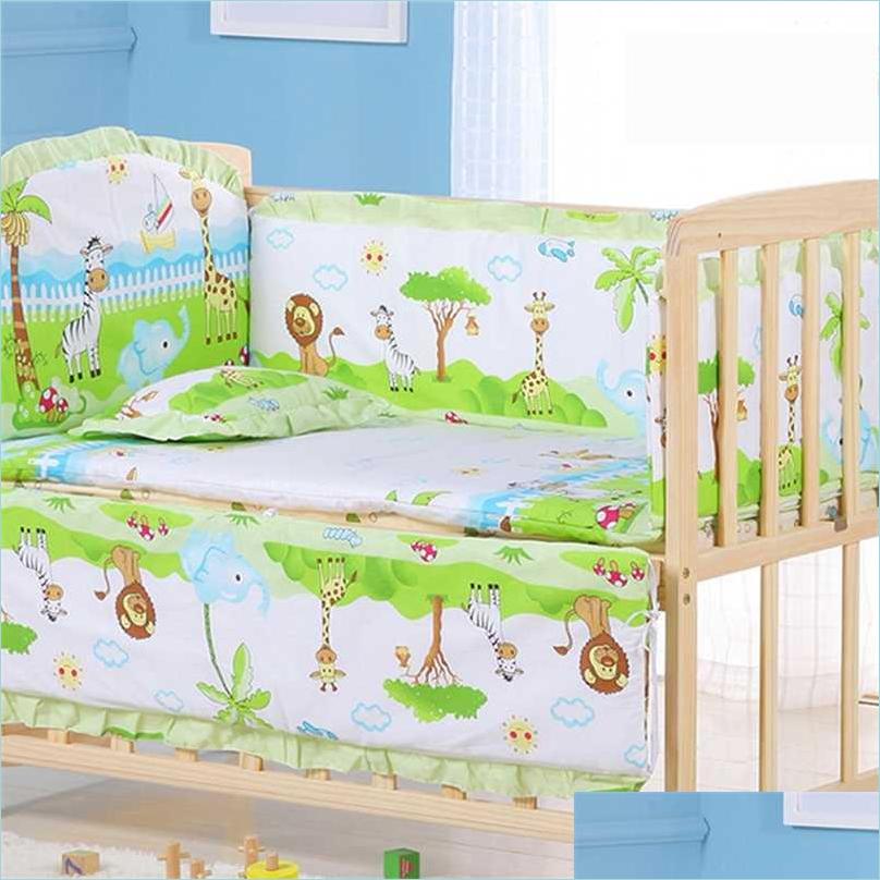 

Bedding Sets 6Pcs/Set Baby Crib Bumpers Child Bedding Set Cartoon Cotton Bed Linens Include Cot Sheet Pillow Zt57 211025 Drop Delive Dhkgy, Red