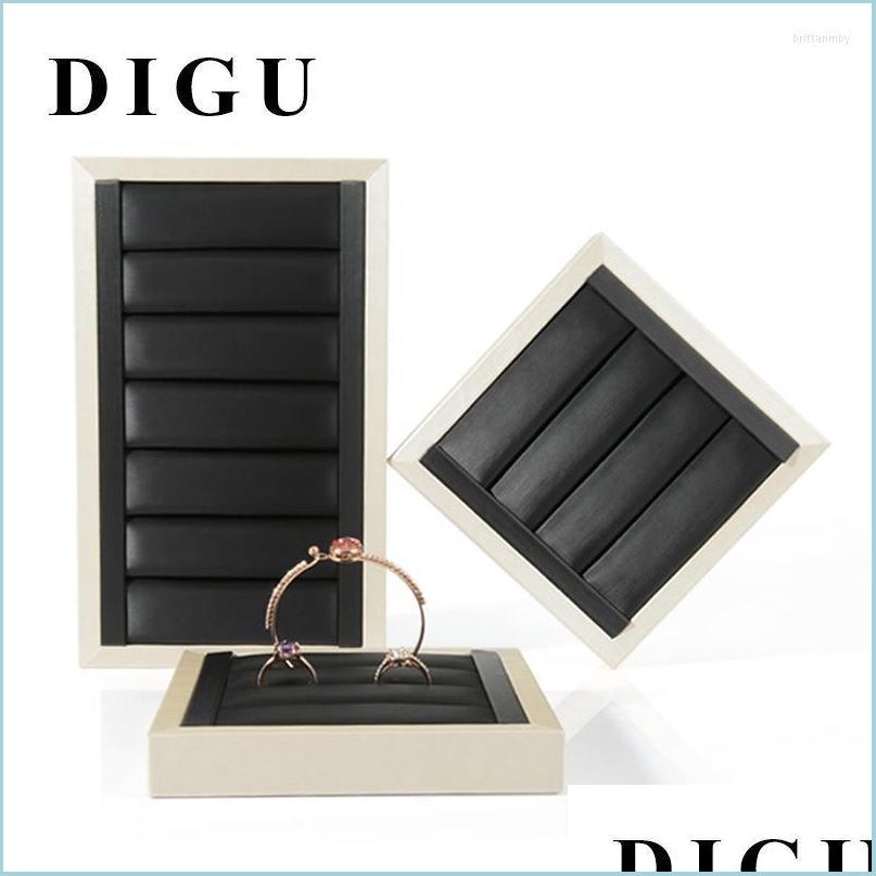 

Jewelry Pouches Bags Jewelry Pouches Bags Digu Black Brushed Leather Ring Ornament Display Rack Holder Props Fine Bracelet Board Br Dh5Hz