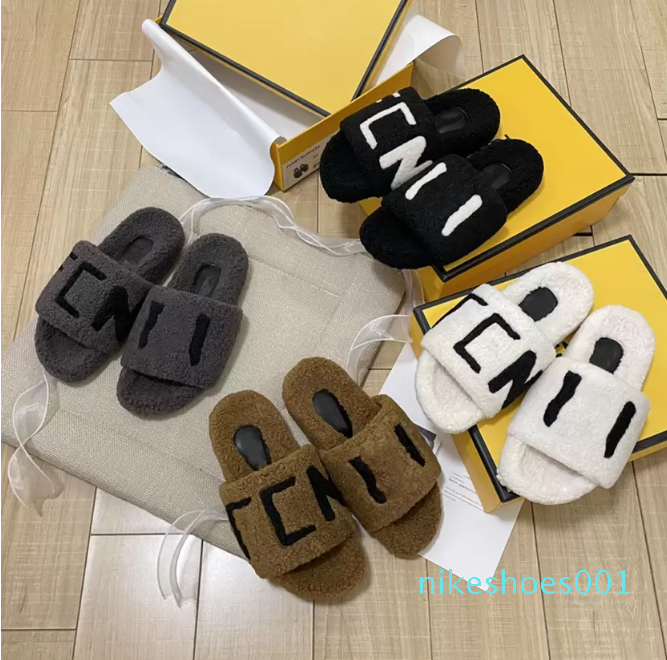 

2022 Fashion Fur Slippers Shoes Flat Half Slipper Woman Casual plush shoess, #1