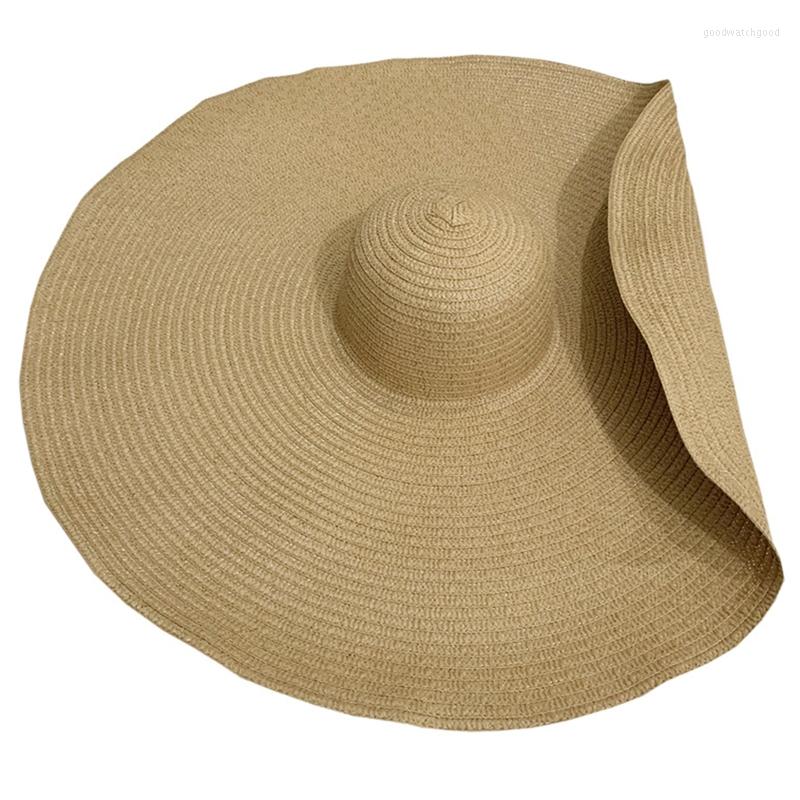 

Wide Brim Hats Delicate Straw Hat Beach Oversized Edge Sun Protection For Holiday Party Dropship, Primary colors