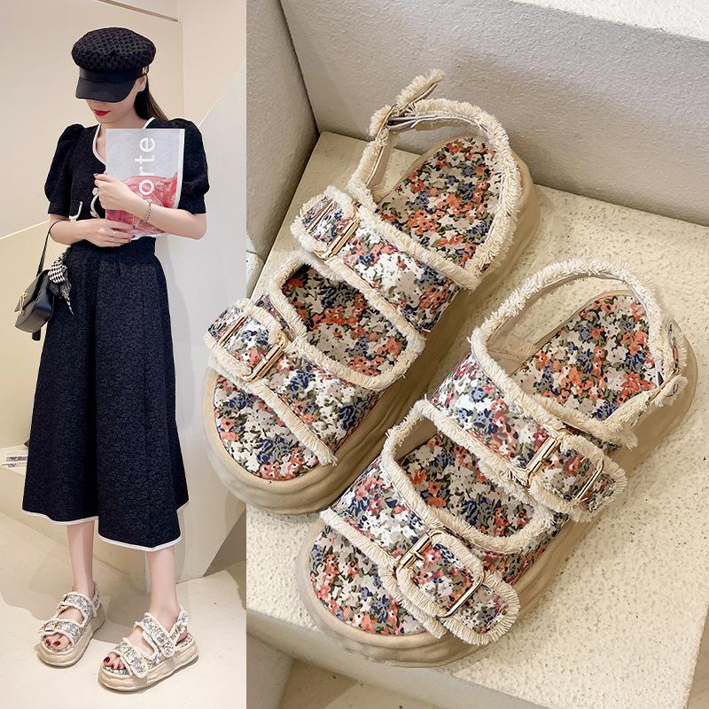 

Sandals Beach Women's Summer Fashion Floral Buckle Outer Wear Thick-soled And Slipper Platform, R1