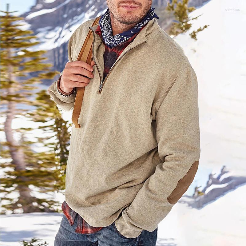 

Men's Hoodies Men's & Sweatshirts Mens 2022 Winter Fashion Solid Pullover Casual Turn-down Collar Zipper Men Autumn Vintage Patchwork, 01 khaki