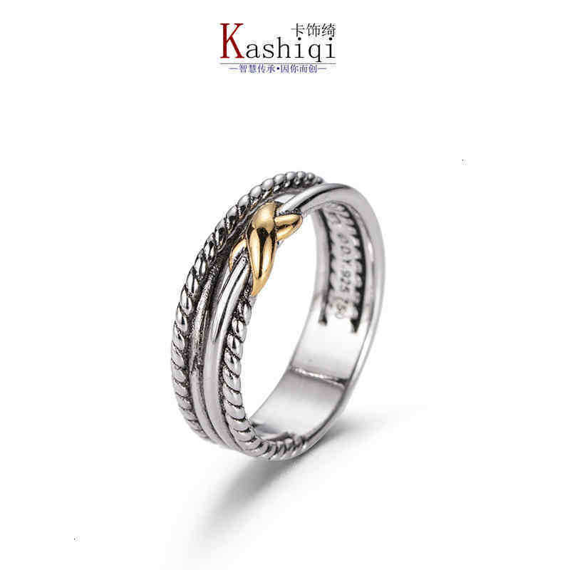 

Band Rings Dy Twisted Two-color Cross Ring Women Platinum Plated Black Thai Silver Hot Selling Jewelry