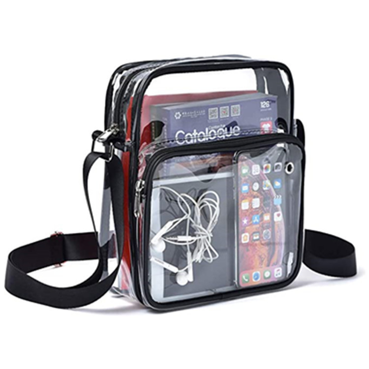 

Clear Bag Stadium Approved Transparent Crossbody Messenger Shoulder Bag with Adjustable Strap for Concerts Sports Events