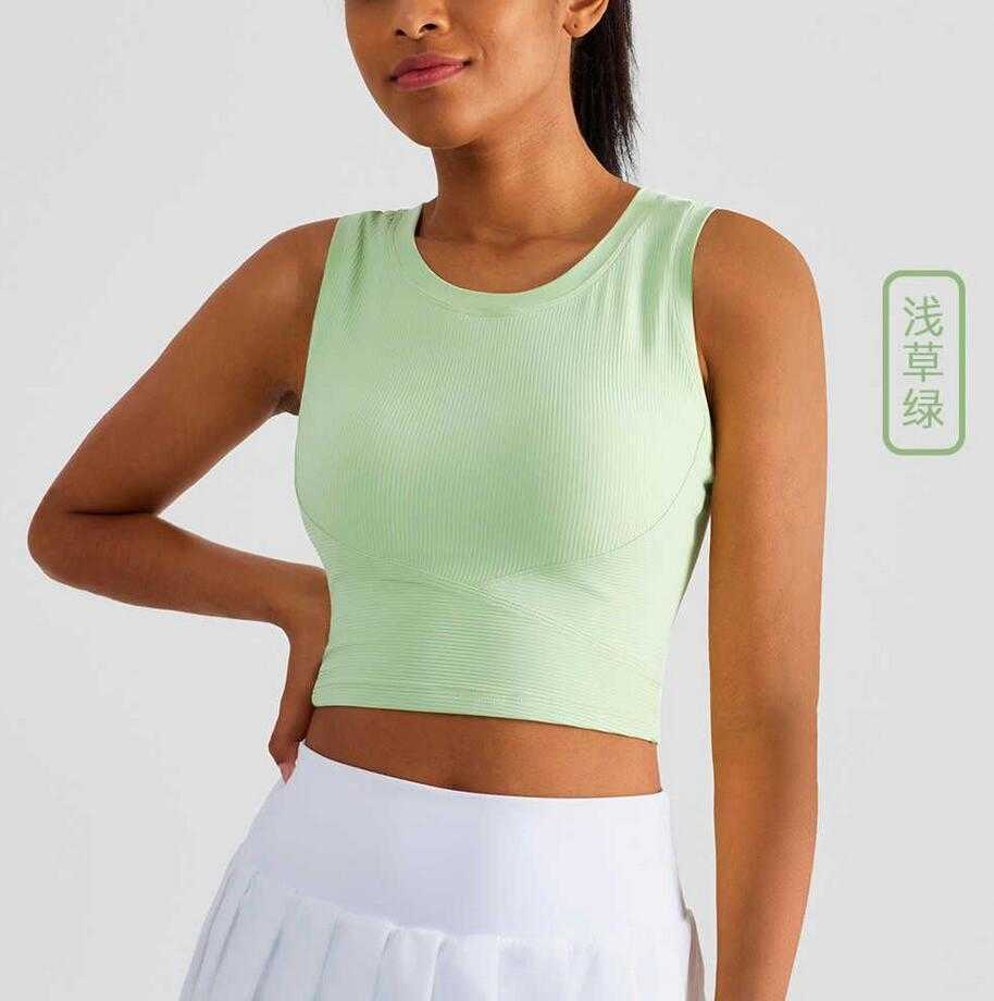 

LU-TJ1506WX Women Underwear Yoga Outfits Tank Medium Strength Sports Vest Shock proof Women's Running Shaped Fitness Top, Black