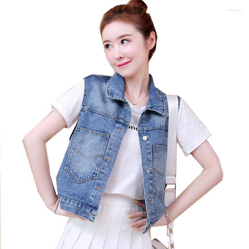 

Women' Vests Women' 2022 Fashion Spring Autumn Vest Korean Short Waistcoat Gilet Femme Casual Jacket Outwear Plus Size Clothing Top, Sky blue