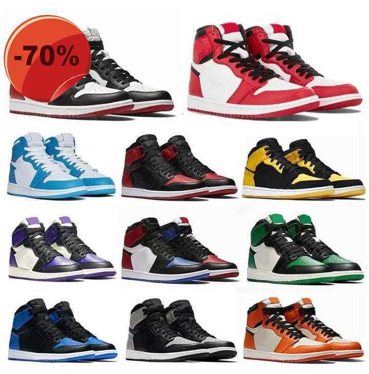 

High Dress Shoes Sneakers Trainers Pine Green Black Royal Bred Toe New Jumpman 1 1S Og Nc Obsidian Unc Game, #1